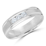 6 MM Diamond Mens Wedding Band in White Gold (MDVB0940)