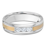 6 MM Diamond Mens Wedding Band in Two-Tone White & Yellow Gold (MDVB0943)