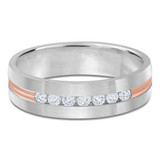 6 MM Diamond Mens Wedding Band in Two-Tone White & Rose Gold (MDVB0949)