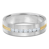 6 MM Diamond Mens Wedding Band in Two-Tone White & Yellow Gold (MDVB0950)