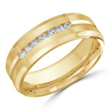 7 MM Diamond Mens Wedding Band in Yellow Gold (MDVB0960)
