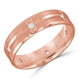 6 MM Diamond Mens Wedding Band in Rose Gold (MDVB0961)