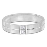 5 MM Diamond Mens Wedding Band in White Gold (MDVB0972)