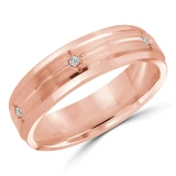 6 MM Diamond Mens Wedding Band in Rose Gold (MDVB0983)
