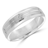 6 MM Diamond Mens Wedding Band in White Gold (MDVB0984)