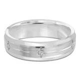 6 MM Diamond Mens Wedding Band in White Gold (MDVB0984)