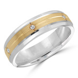 6 MM Diamond Mens Wedding Band in Two-Tone White & Yellow Gold (MDVB0987)