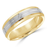 6 MM Diamond Mens Wedding Band in Two-Tone Yellow & White Gold (MDVB0989)