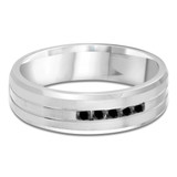 7 MM Black Diamond Mens Wedding Band in White Gold (MDVB1020)