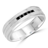 7 MM Black Diamond Mens Wedding Band in White Gold (MDVB1020)