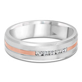 7 MM Diamond Mens Wedding Band in Two-Tone White & Rose Gold (MDVB1021)