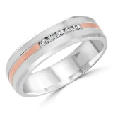 7 MM Diamond Mens Wedding Band in Two-Tone White & Rose Gold (MDVB1021)