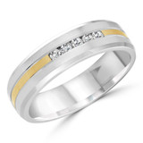7 MM Diamond Mens Wedding Band in Two-Tone White & Yellow Gold (MDVB1022)