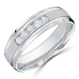 6 MM Diamond Mens Wedding Band in White Gold (MDVB1043)