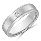 6 MM Diamond Mens Wedding Band in White Gold (MDVB1044)