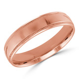 5 MM Milgrained Comfort Fit Classic Womens Wedding Band in Rose Gold (MDVBC0005-5MM-R)