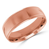 7 MM Milgrained Comfort Fit Classic Womens Wedding Band in Rose Gold (MDVBC0005-7MM-R)