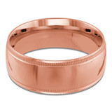9 MM Milgrained Comfort Fit Classic Womens Wedding Band in Rose Gold (MDVBC0005-9MM-R)