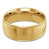 9 MM Milgrained Comfort Fit Classic Womens Wedding Band in Yellow Gold (MDVBC0005-9MM-Y)