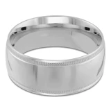 10 MM Milgrained Comfort Fit Classic Womens Wedding Band in White Gold (MDVBC0005-10MM-W)