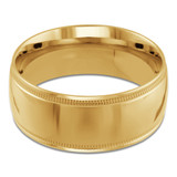 10 MM Milgrained Comfort Fit Classic Womens Wedding Band in Yellow Gold (MDVBC0005-10MM-Y)