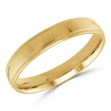 4 MM Milgrained Comfort Fit Classic Mens Wedding Band in Yellow Gold (MDVBC0006-4MM-Y)
