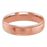 5 MM Milgrained Comfort Fit Classic Mens Wedding Band in Rose Gold (MDVBC0006-5MM-R)