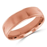 6 MM Milgrained Comfort Fit Classic Mens Wedding Band in Rose Gold (MDVBC0006-6MM-R)