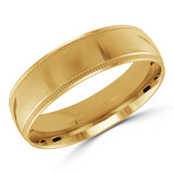 6 MM Milgrained Comfort Fit Classic Mens Wedding Band in Yellow Gold (MDVBC0006-6MM-Y)