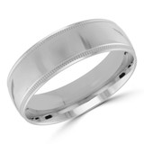 7 MM Milgrained Comfort Fit Classic Mens Wedding Band in White Gold (MDVBC0006-7MM-W)