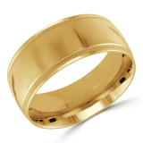10 MM Milgrained Comfort Fit Classic Mens Wedding Band in Yellow Gold (MDVBC0006-10MM-Y)