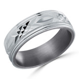 7 MM Alternative Mens Wedding Band in White Tantalum 14K Gold Plated (MDVBA0031)