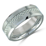 8 MM Alternative Mens Wedding Band in White Tungsten (MDVBA0040)