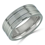8 MM Alternative Mens Wedding Band in White Tungsten (MDVBA0041)