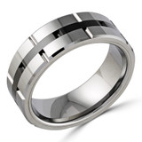 8 MM Alternative Mens Wedding Band in White Tungsten (MDVBA0045)