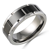 8 MM Alternative Mens Wedding Band in White Tungsten (MDVBA0047)