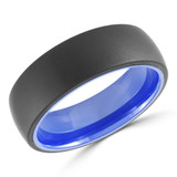 7 MM Alternative Mens Wedding Band in Two-Tone Black & Blue Tungsten (MDVBA0057)