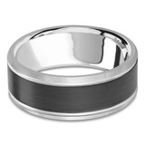 8 MM Carbon Fiber Center Alternative Mens Wedding Band in 14K White Gold (MDVBA0061)