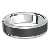 6 MM Carbon Fiber Satin Center Alternative Mens Wedding Band in 14K White Gold (MDVBA0065)