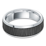 7 MM Carbon Fiber Center Alternative Mens Wedding Band in 14K White Gold (MDVBA0069)