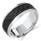8 MM Carbon Fiber Center Alternative Mens Wedding Band in 14K White Gold (MDVBA0070)