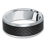 7 MM Carbon Fiber Center Alternative Mens Wedding Band in 14K White Gold (MDVBA0071)