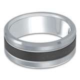 8 MM Carbon Fiber Center Alternative Mens Wedding Band in 14K White Gold (MDVBA0072)