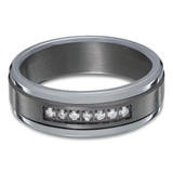 7 MM Alternative Diamond Mens Wedding Band in Grey Tantalum (MDVBA0090)
