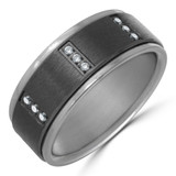9 MM Black Center Alternative Diamond Mens Wedding Band in Grey Tantalum (MDVBA0096)