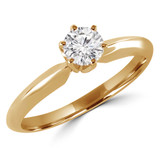 Round Lab Created Diamond Tappered Knife Edge Solitaire Engagement Ring in Yellow Gold (MVSS1003-Y)