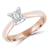 Princess Lab Created Diamond Solitaire Engagement Ring in Rose Gold (MVSS1013-R)