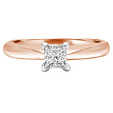 Princess Lab Created Diamond V Prong Solitaire Engagement Ring in Rose Gold (MVSS1017-R)