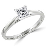 Princess Lab Created Diamond Solitaire Engagement Ring in White Gold (MVSS1019-W)