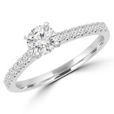 Round Lab Created Diamond Solitaire with Accents Engagement Ring in White Gold (MVSS1022-W)